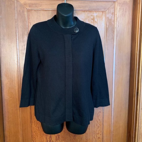 Banana Republic Cotton Blend Button Black Cardigan Size M - Picture 2 of 14